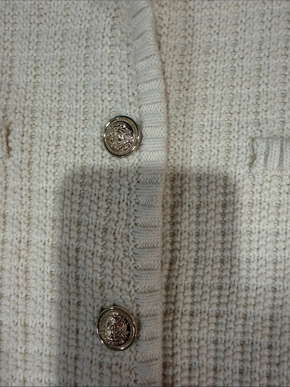 H&M Cream Textured Cropped Cardigan with Gold Buttons - Picture 3 of 6